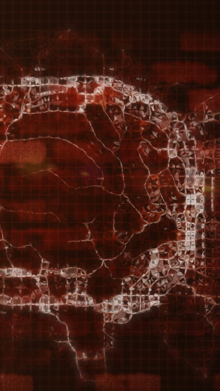 animación del cerebro rotando sobre ondas en un fondo marrón