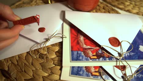 making wax stamps on christmas cards