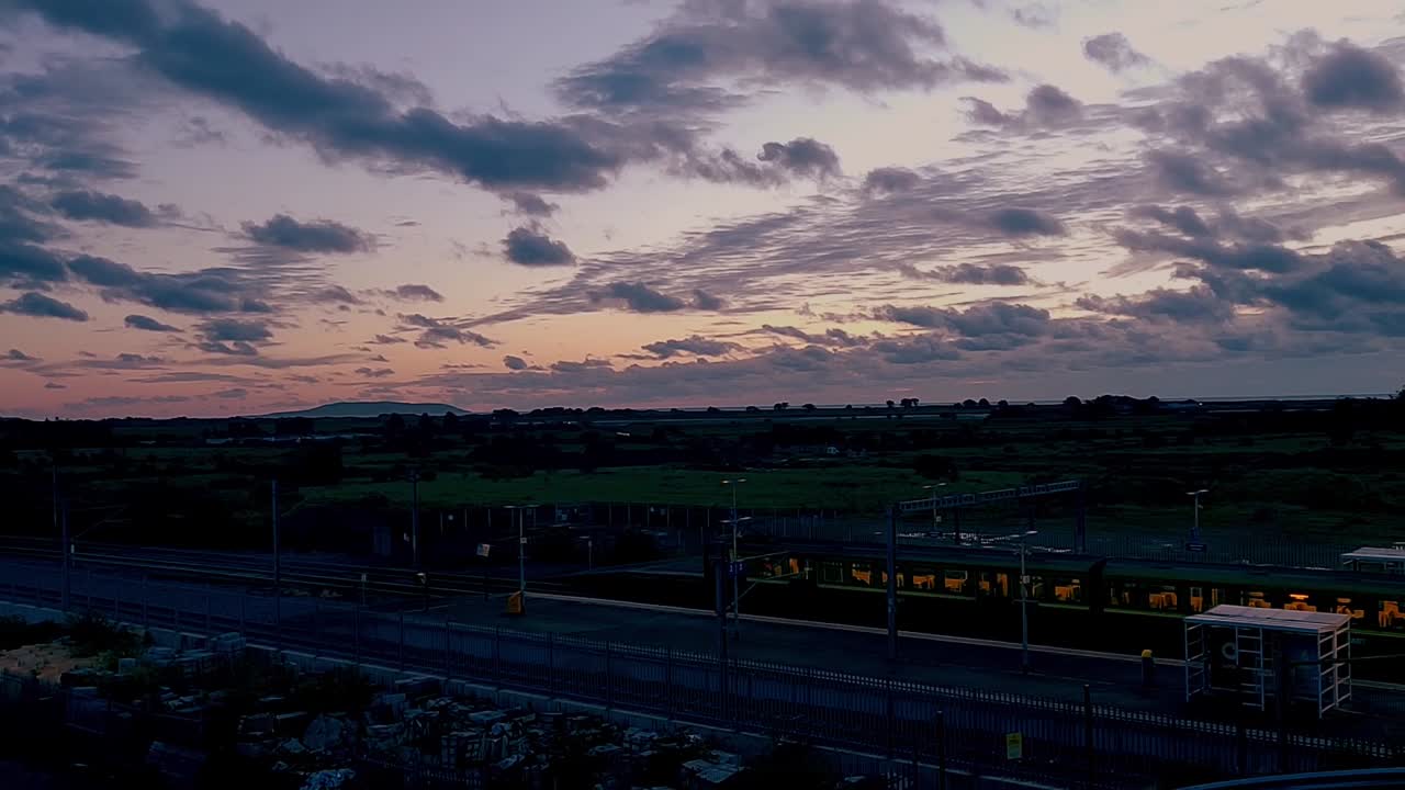 Early morning timelapse captured above a train station