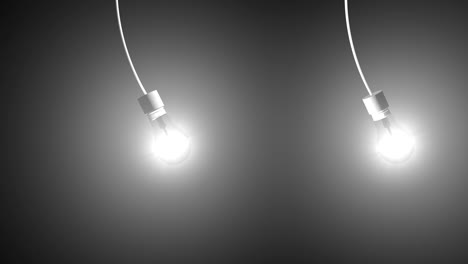 3d of incandescent lamps with a tungsten filament wobbles on the wire. light from a light bulbs with alpha channel or luma matte. looped animation.