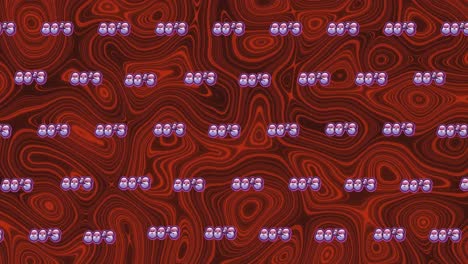 animación del texto de los años 80 en repetición sobre líneas rojas