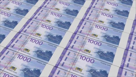 1000 danish krone banknotes printed by a money press