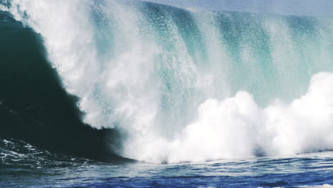 towering wave collapses in a spray explosion with glowing mist and sharp texture