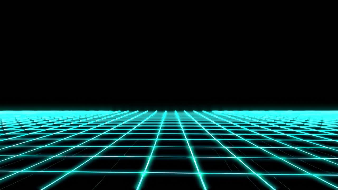 Cyberpunk Wireframe Head and Grid