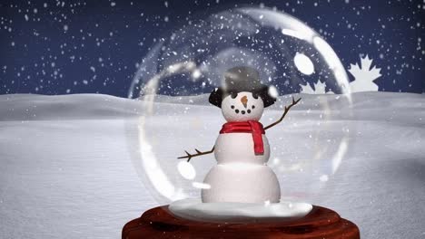 Cute-Christmas-animation-of-snowman-in-snow-globe-4k