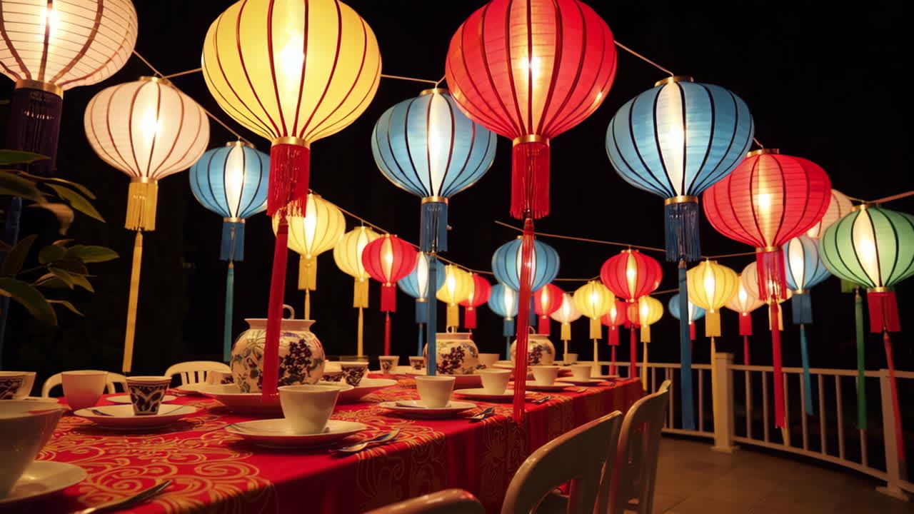 Outdoor Chinese Lantern Dinner Party