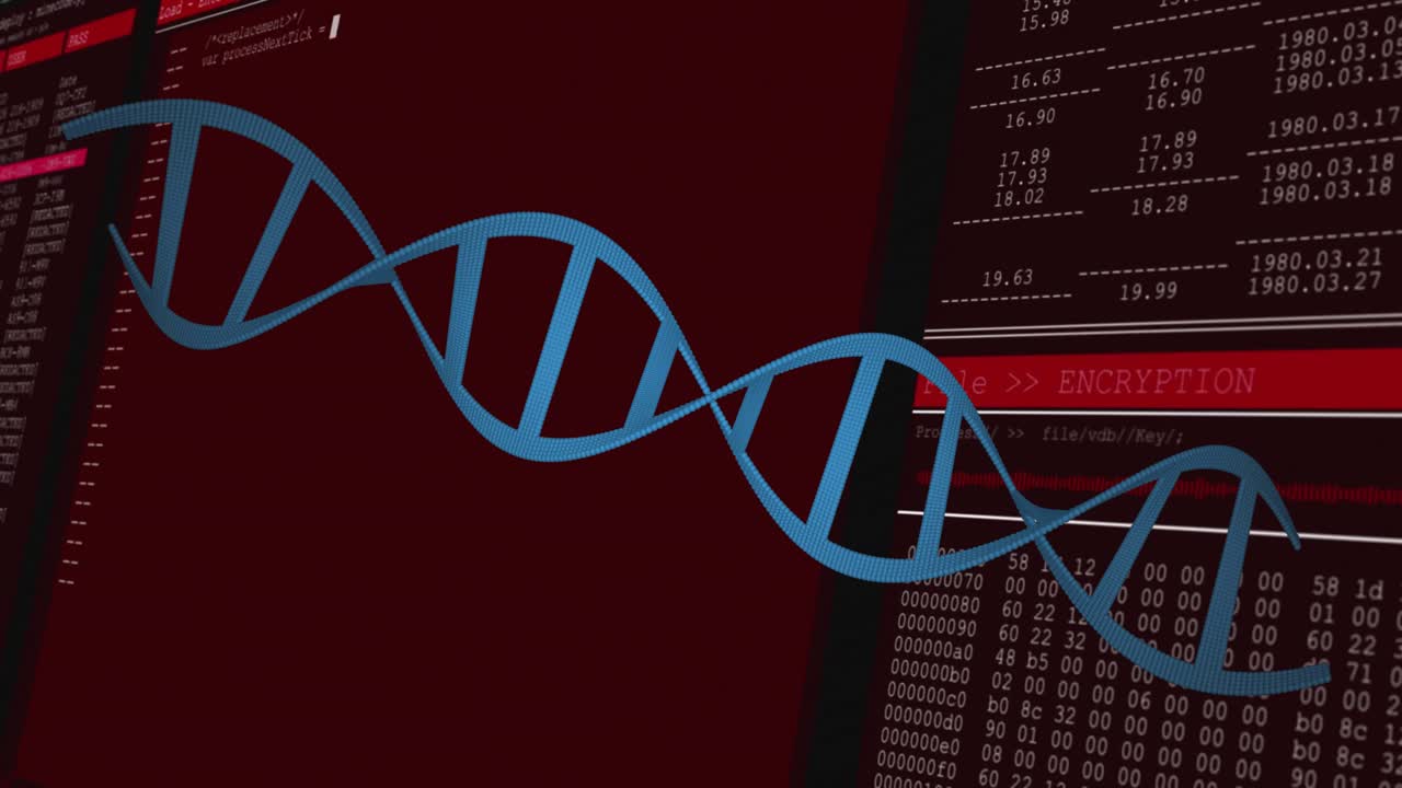 Animation of dna strand over data processing