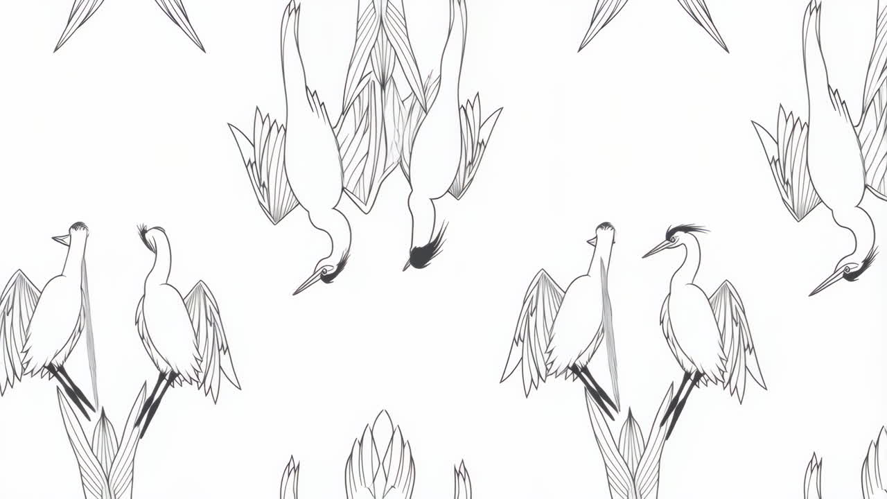 Heron Pattern Line Art