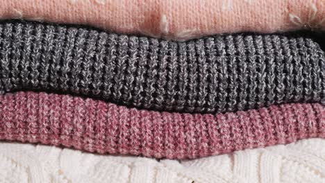 tilt shot: neatly folded winter clothes