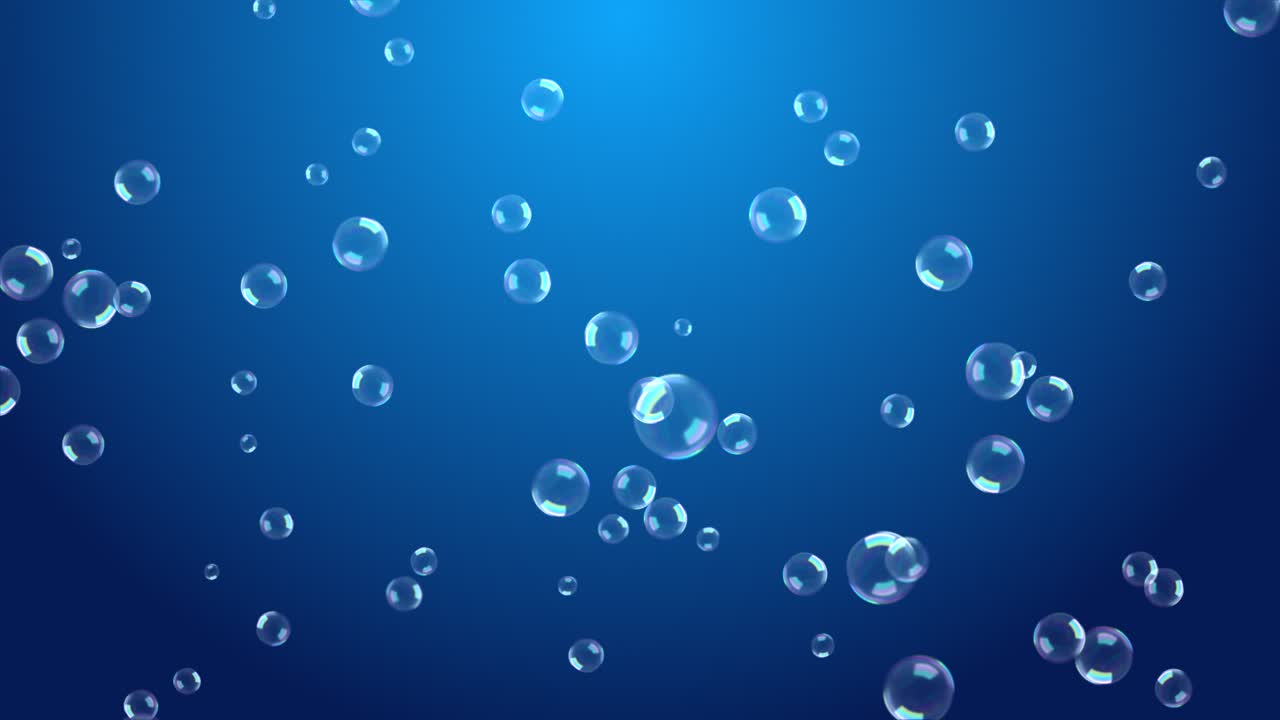 Bubble sparkling water particle floating in air deep blue sea green screen