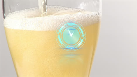 animation of digital clock over champagne glass on white background