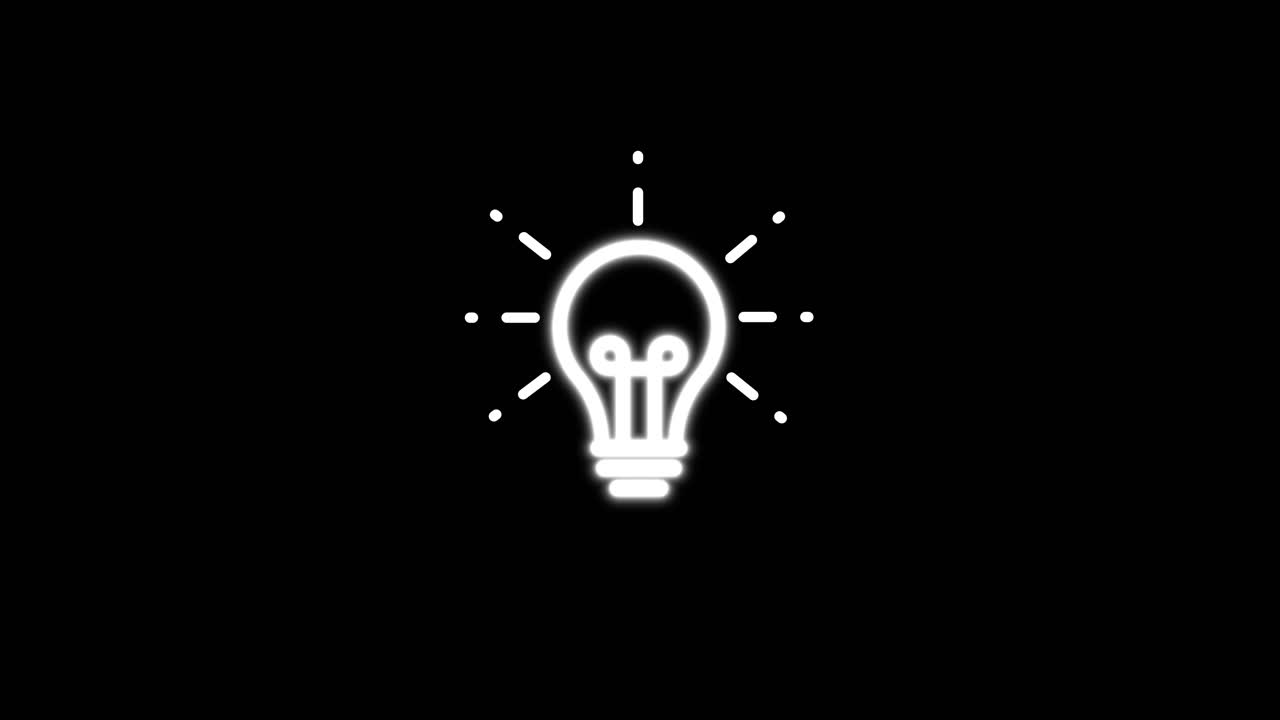 Animazione icona lampadina digitale della creatività isolata su sfondo nero.