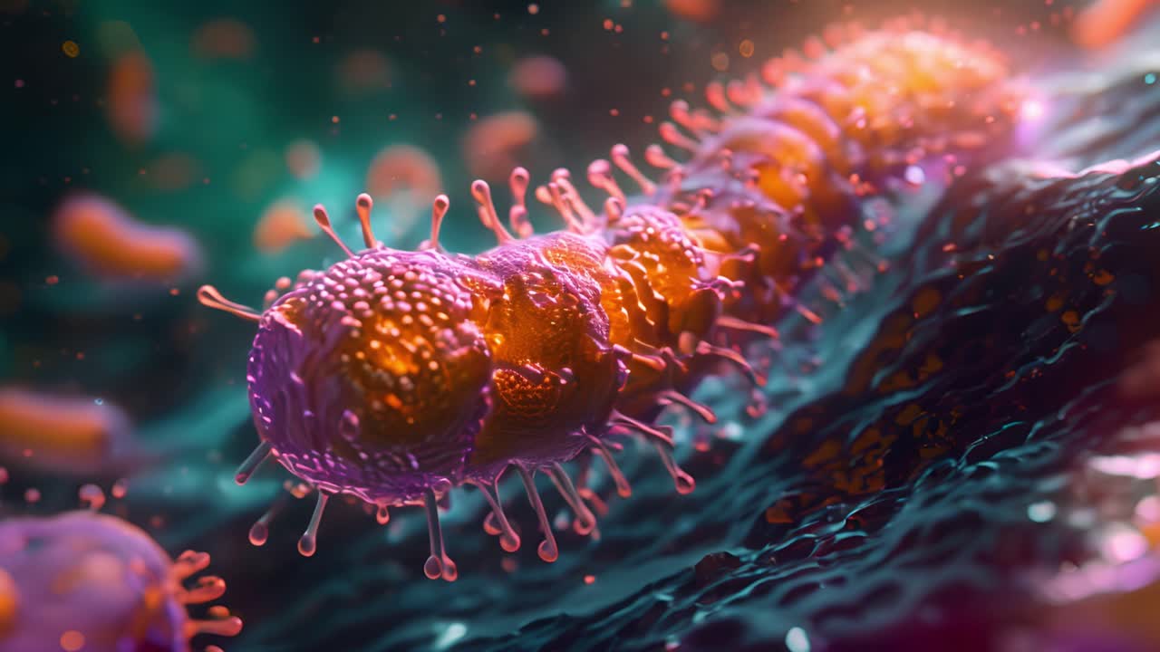 Microscopic View of Bacteria or Virus