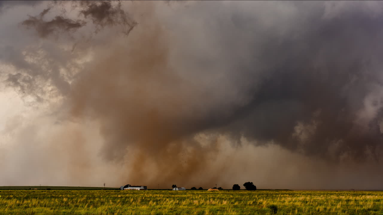 Storm clouds over a rural landscape