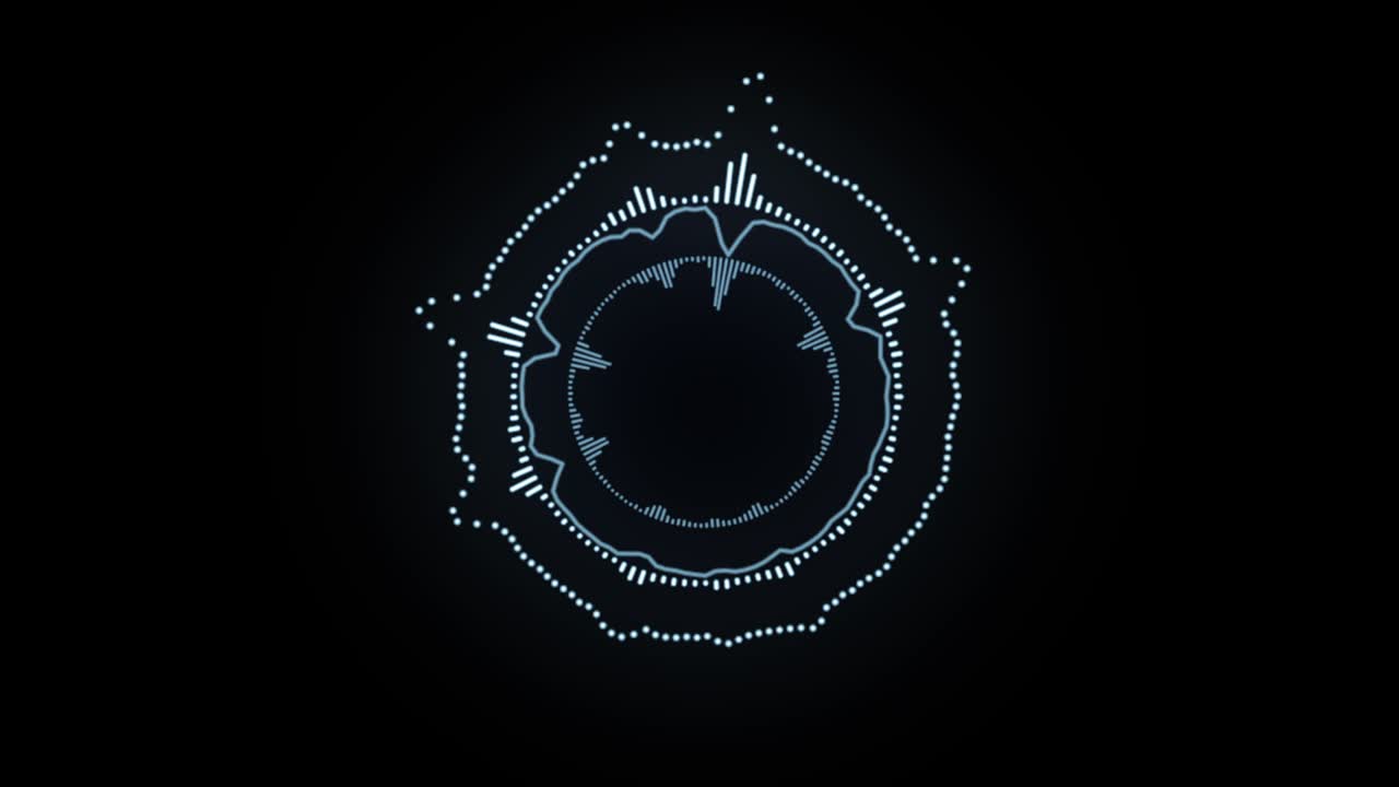 Hud for synchronization between wave and music sound. 4K motion graphic.