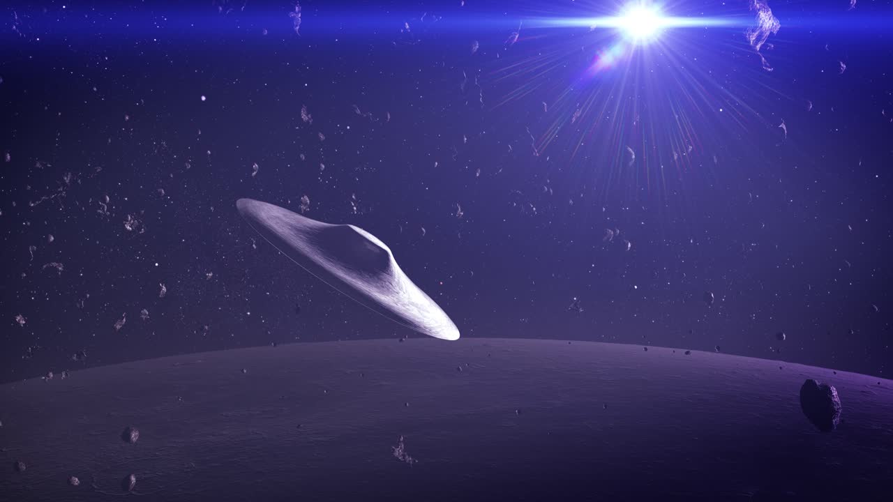 Fremmed rumskib i et asteroidefelt.
