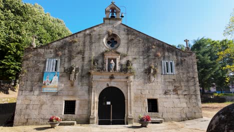 establishing shot of chapel nuestra señora de los remedios in ourense, galicia, spain