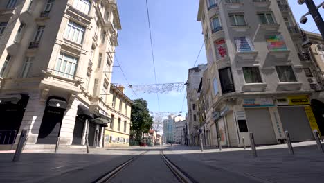 i̇stiklal avenue at covid-19 pandemic curfew no people.