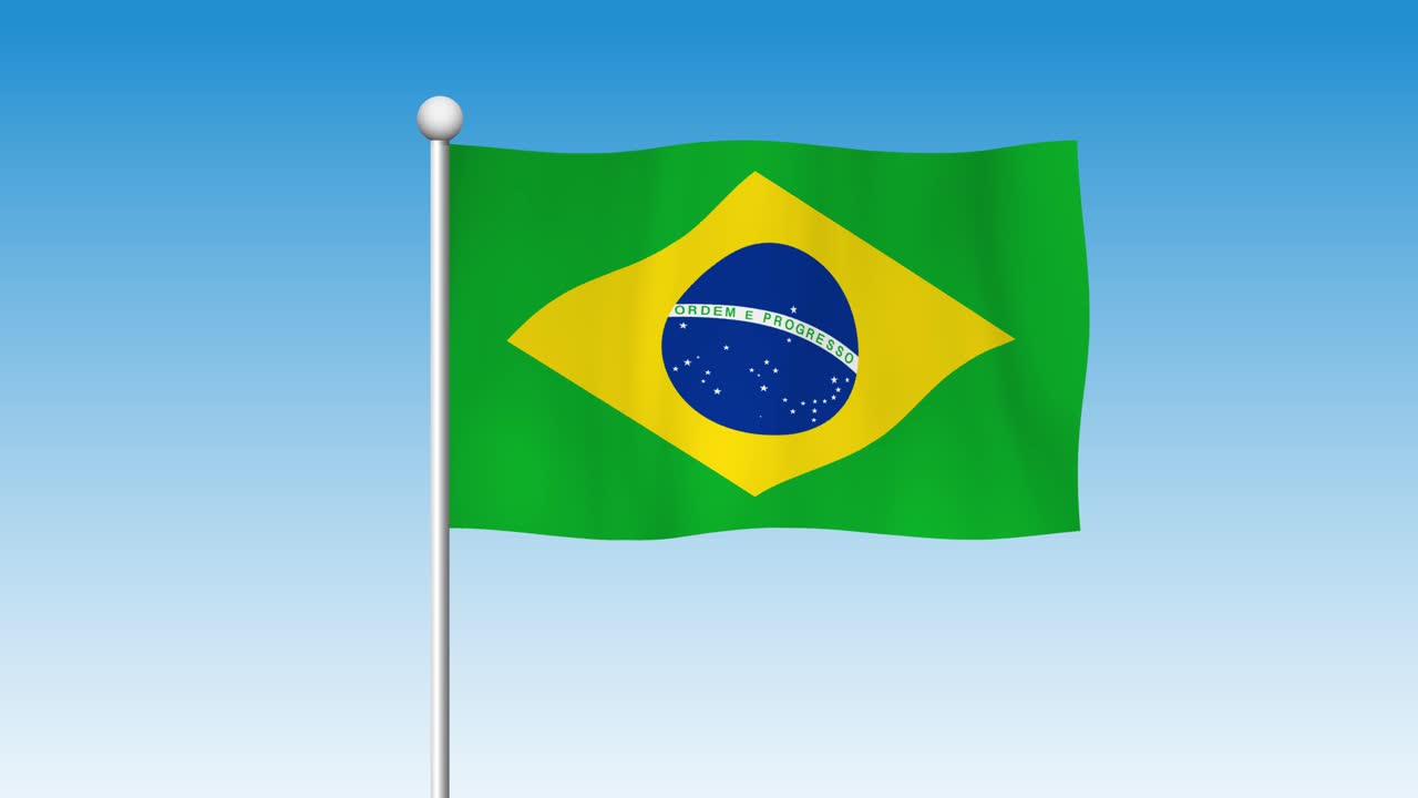 bandera brasileña ondeando contra un cielo azul