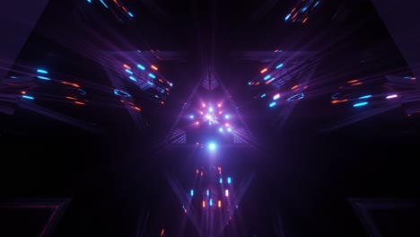 vj loop - flying down a glossy dark tunnel through red and light blue shining spheres