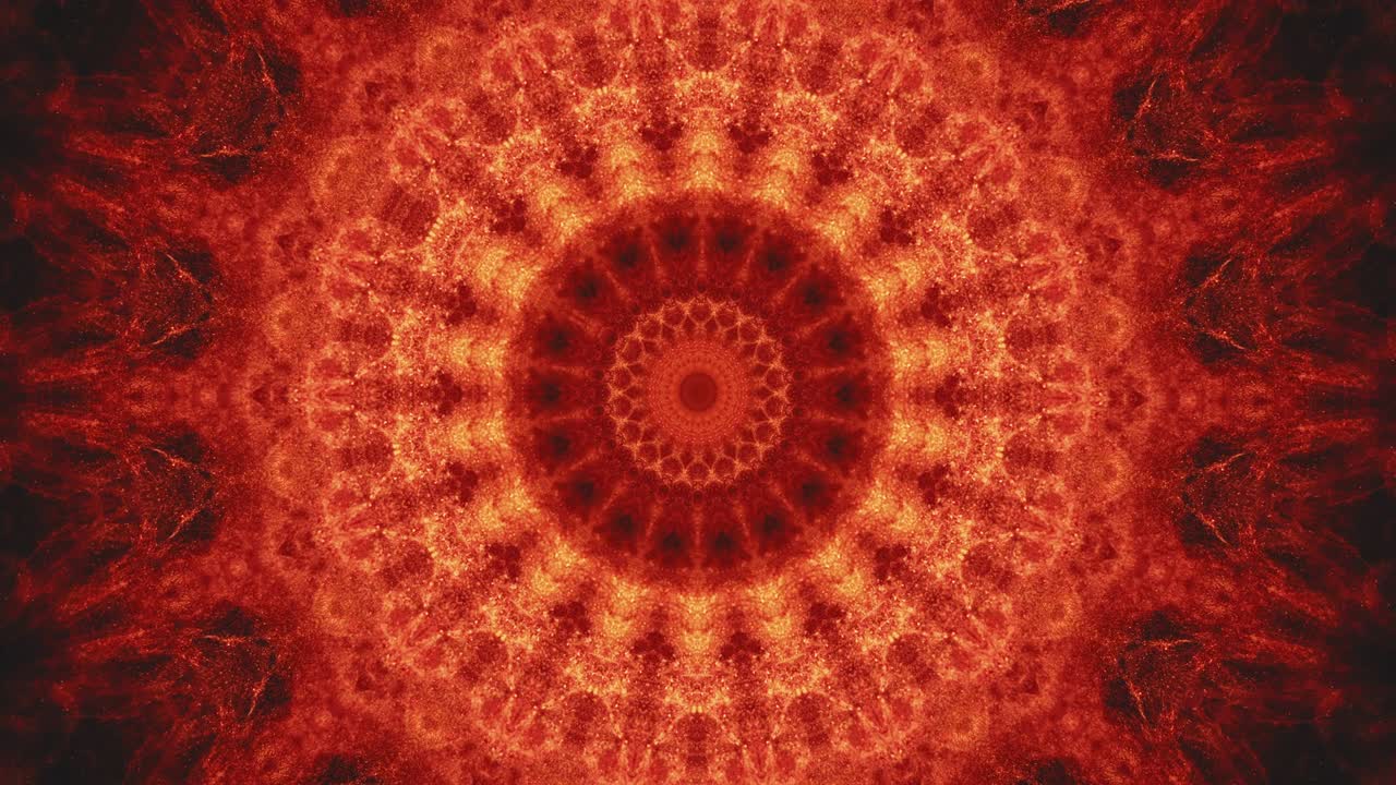 animación fractal fuego mandala brillo chispas rojas