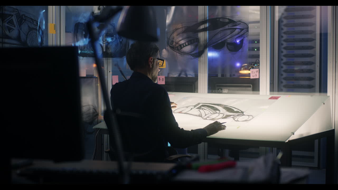 diseñador de automóviles en el trabajo