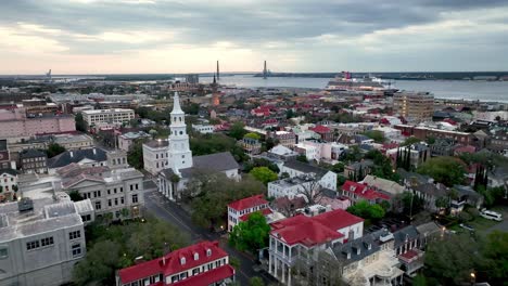 Distrito-Histórico-De-Extracción-Aérea-En-Charleston-Sc,-Carolina-Del-Sur