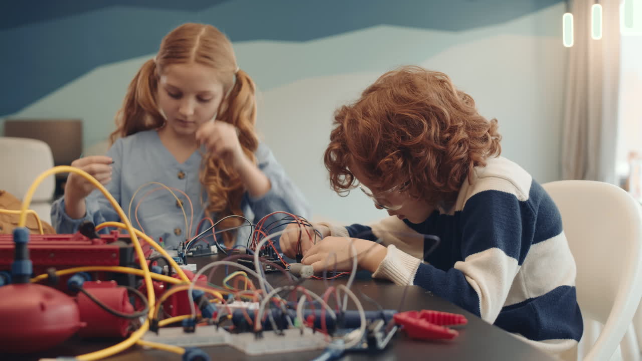 Children Learning Electronics and Robotics