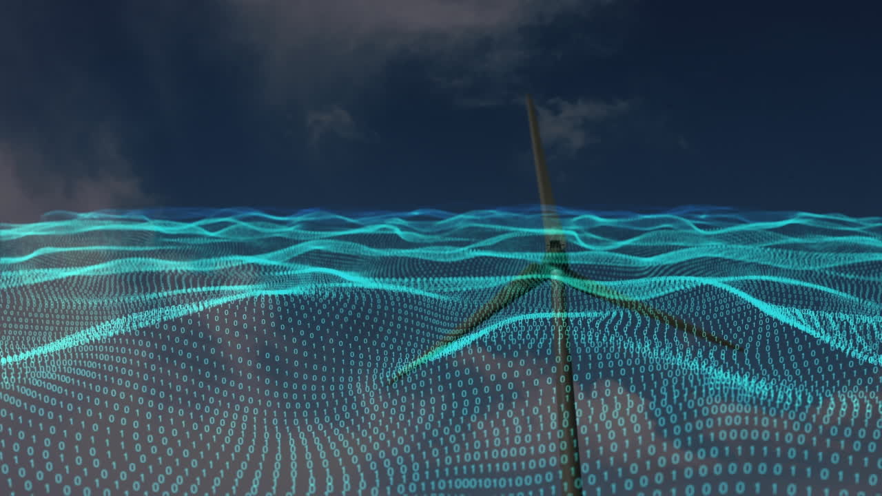 animación del procesamiento de datos sobre la turbina eólica