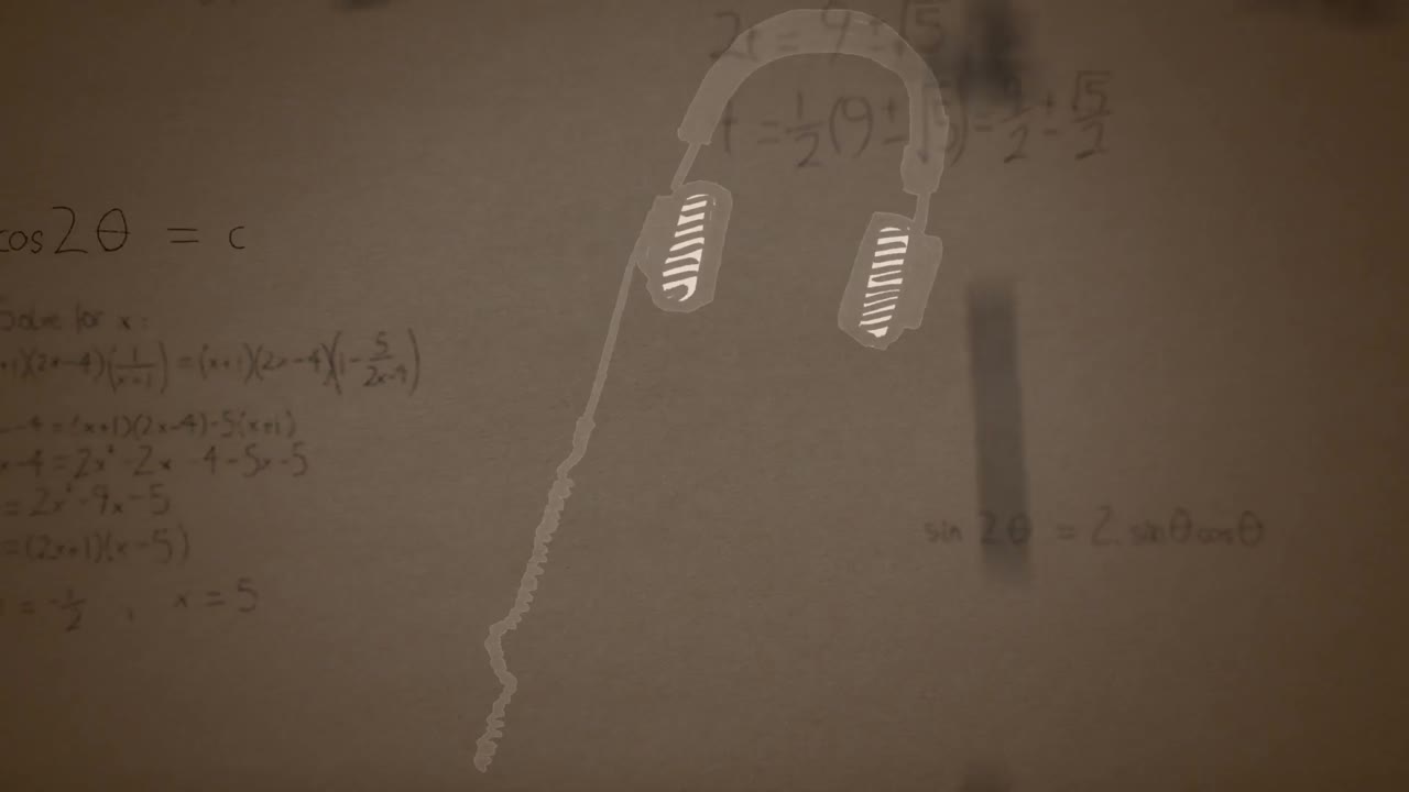 갈색 배경 위에 수학 수식의 애니메이션