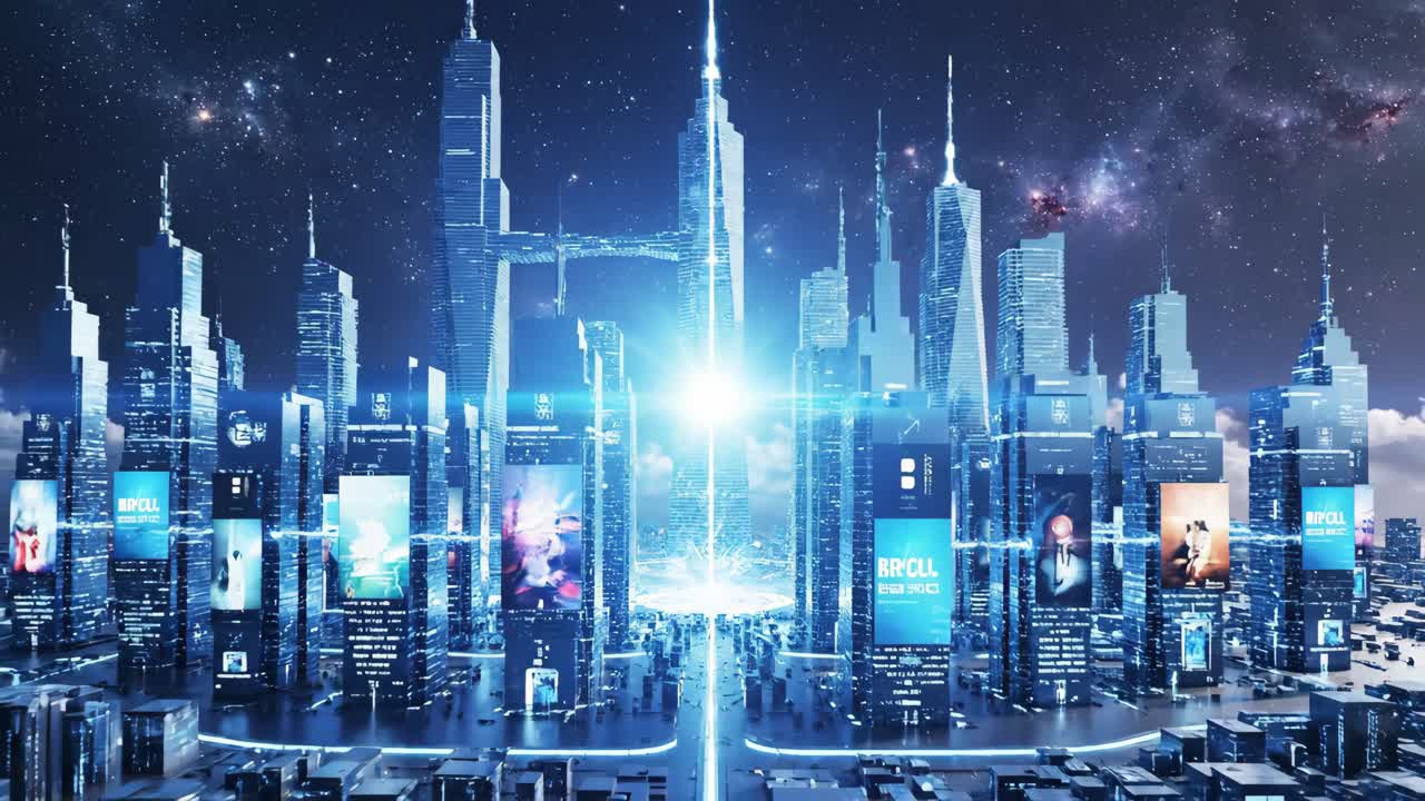 밤 에 미래적 인 도시 풍경