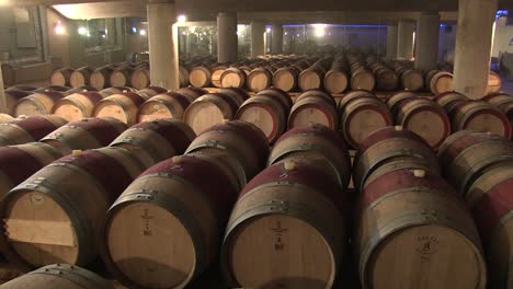 red wine maturing in cellar