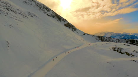 An-aerial-shot-of-a-ski-slope-in-Les-Deux-Alpes,-France