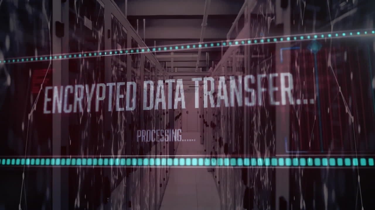 컴퓨터 서버를 통해 디지털 데이터 처리의 애니메이션