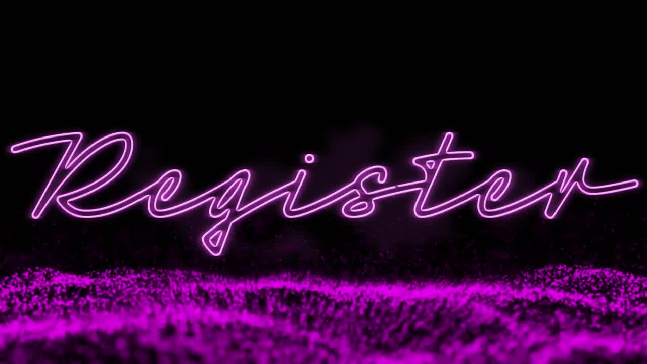 animación del texto del registro sobre un fondo oscuro