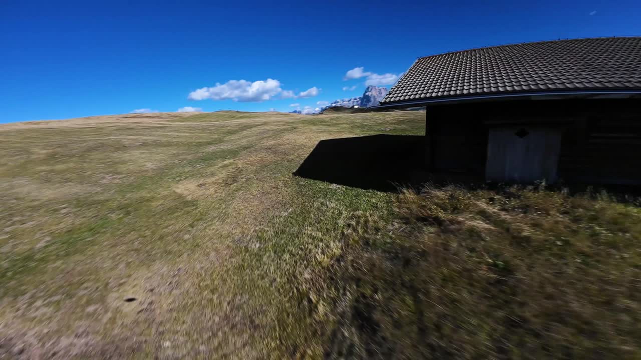 Seiser Alm (Alpe di Siusi), Dolomites, focusing on the alp pastures, space for grazing livestock, Dynamic late summer, FPV drone video