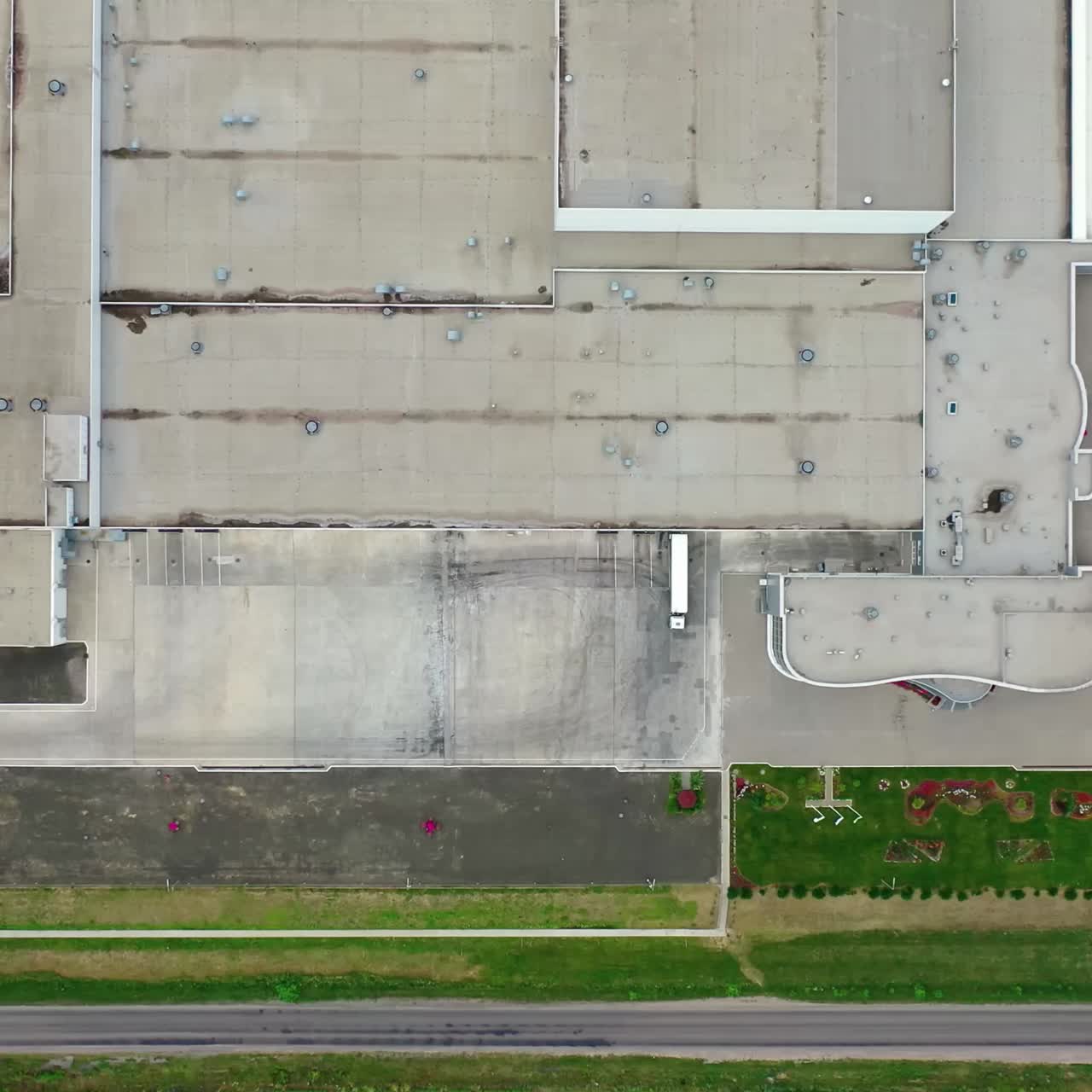 Aerial view of industrial zone. Top down view of the industrial zone and technopark