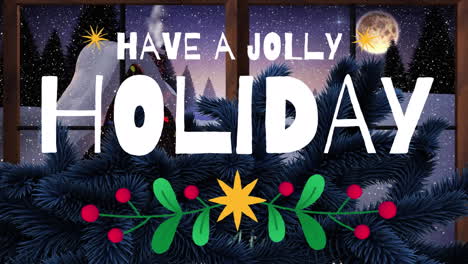 animation of snow falling over have a jolly holiday text