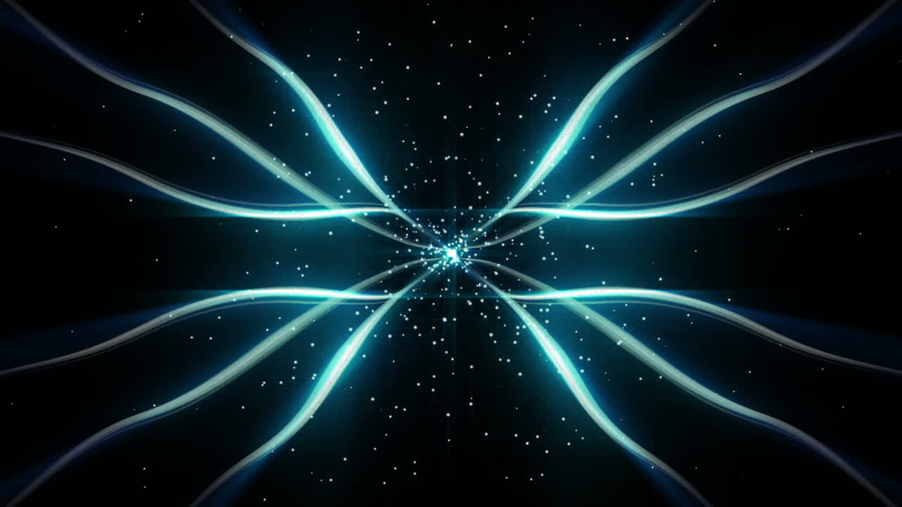 Turquoise stripes of moving lights