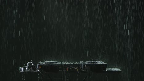 dj equipment in the rain