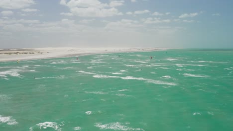 kitesurfing in the lagoon of tatajuba in the north of brazil