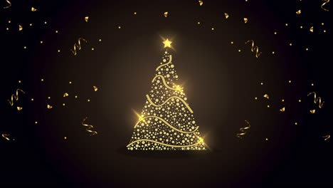 happy merry christmas animation with golden tree
