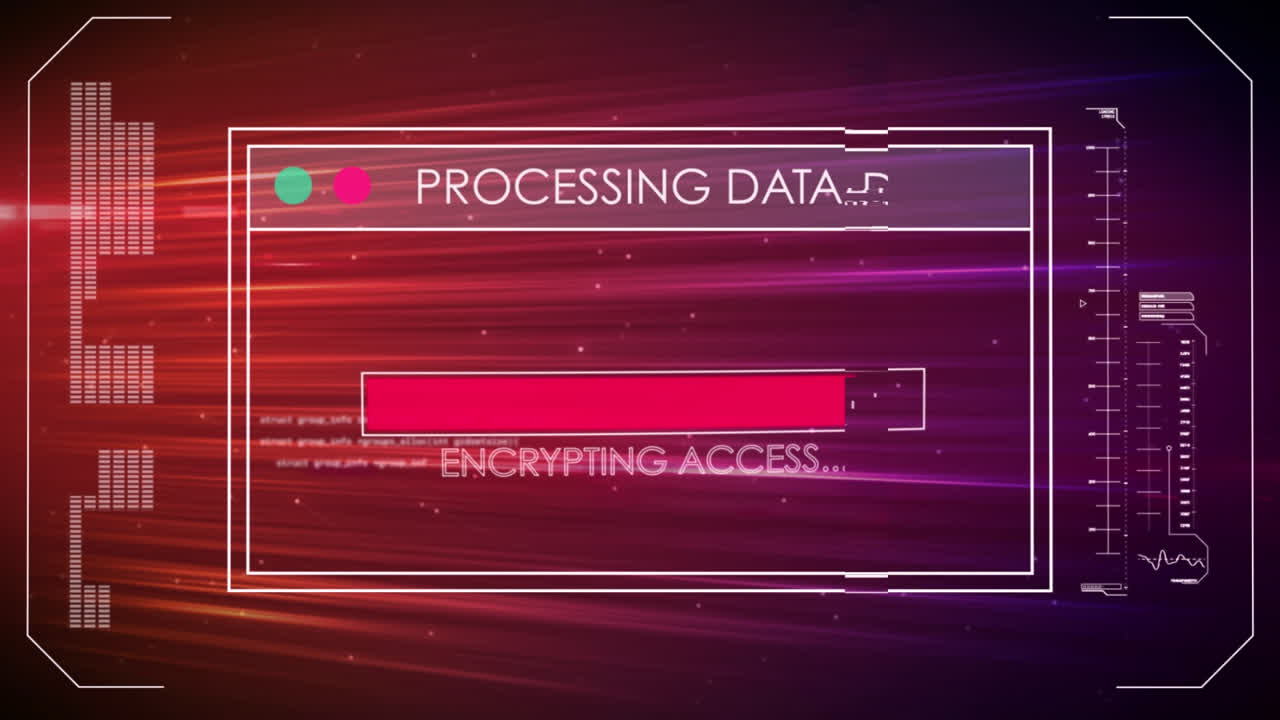 Animation of data processing on red background