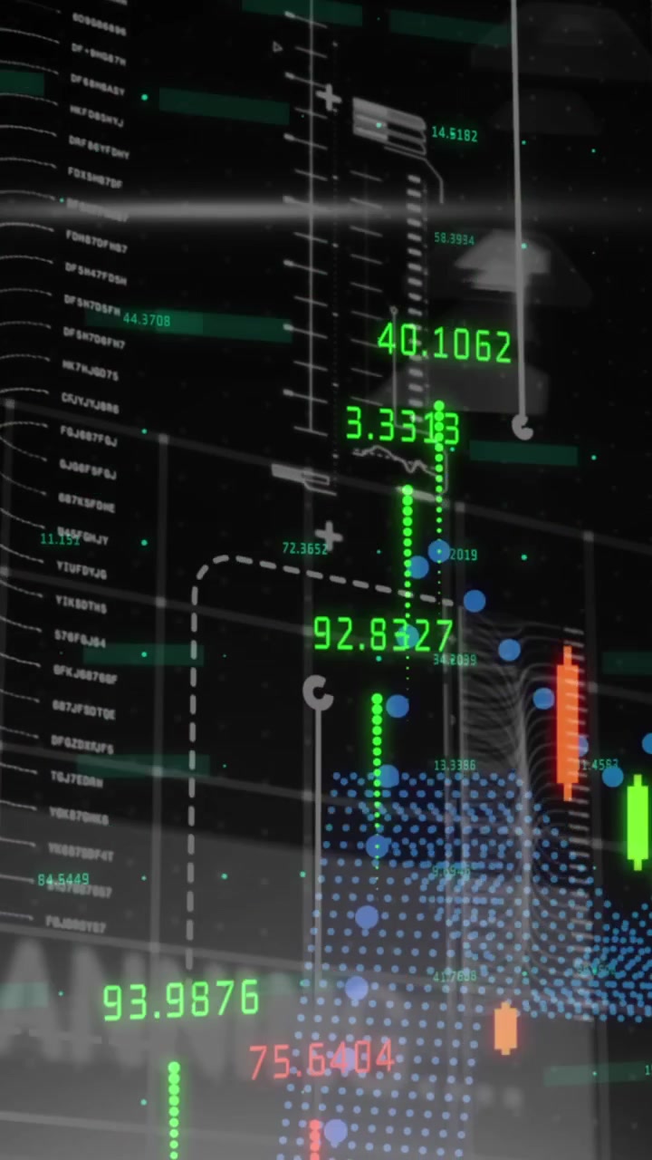 Animation of data processing over black background