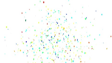 animation of rainbow heart and confetti over white background