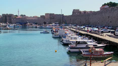 the beautiful harborfront at rhodes greece