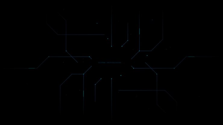 Digital System Initializing Interface with Glowing Circuit Lines