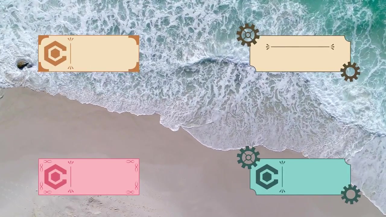 Aerial View of Tropical Beach with Animated Graphic Overlays