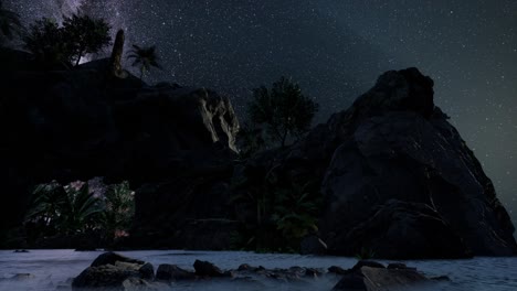 rutas de estrellas de astrofotografía de 4k sobre las paredes del cañón de piedra arenisca