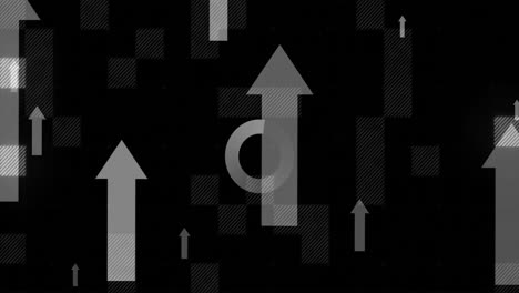 animación de arrwos y círculos sobre fondo negro